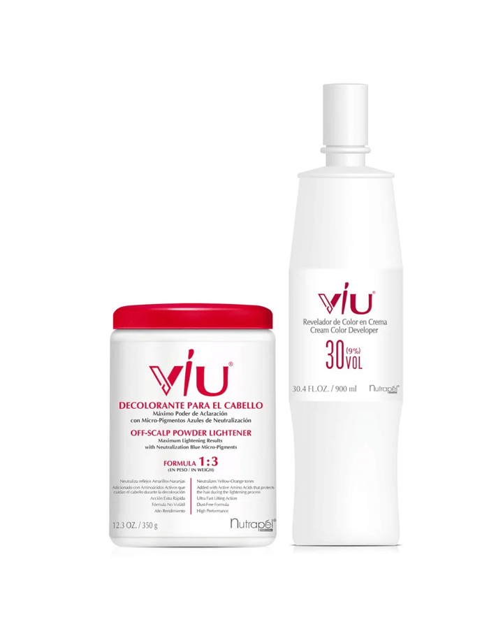 VIU POLVO DECOLORANTE 350 GRS. + PEROXIDO 30 VOL. 900 ML.