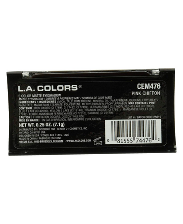 L.A. COLORS 5 SOMBRAS MATTE SOMBRAS PINK CHIFFON  CEM476