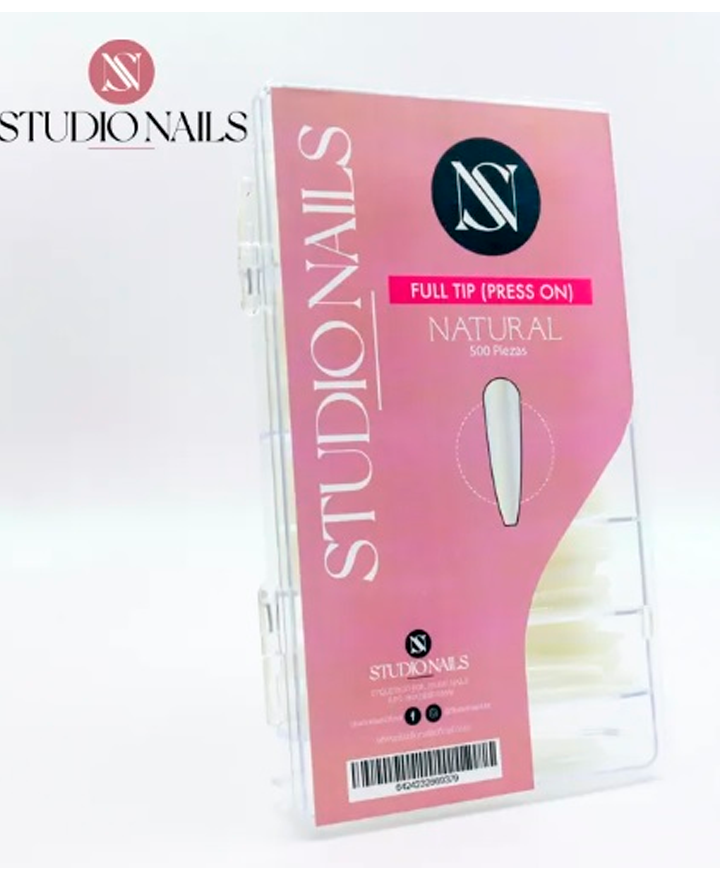 STUDIO NAILS FULL TIP PRESS ON 500 PIEZAS NATURAL