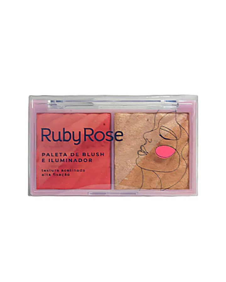 RUBY ROSE PASSION PALETA DE BLUSH E ILUMINADOR HB-7533-1