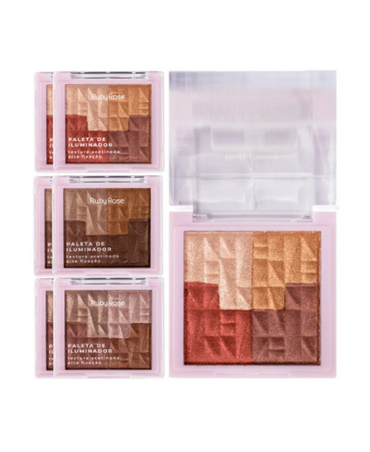 RUBY ROSE ILUMINADOR TEXTURA SATINADA HB-7234-1 3 TONOS 24 PIEZAS