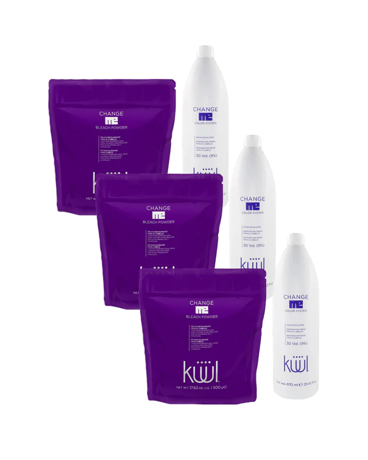 KUUL CHANGE ME TRIO DECOLORANTE BLEACH POUCH 500 GR.+3 OXIDANTES 30 VOL