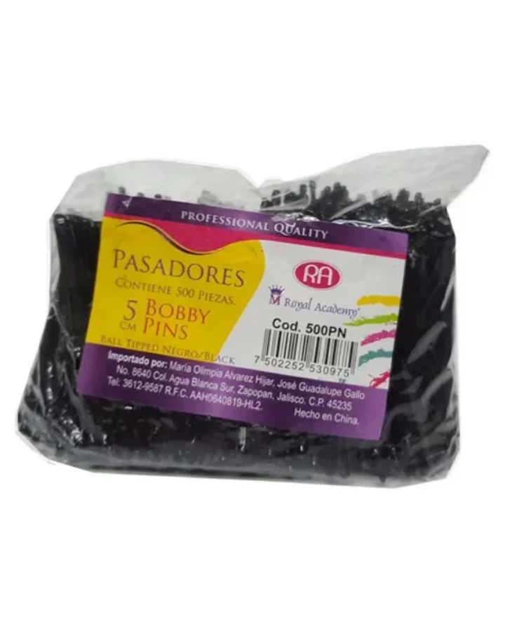 RA ROYAL ACADEMY PASADORES NEGROS 2" BOLSA C/500 PZAS. 500PM