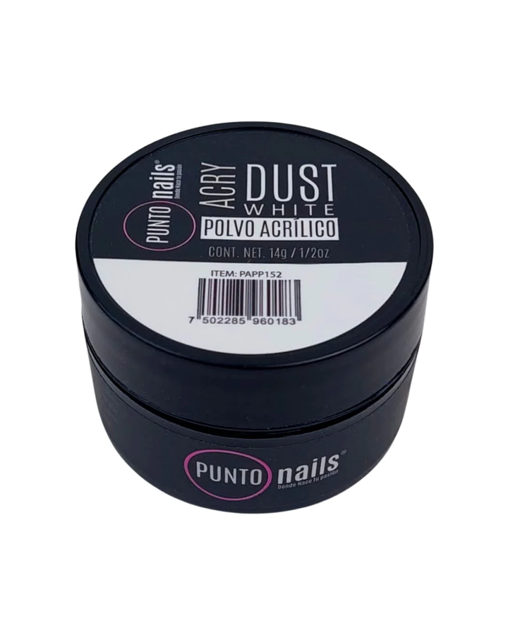 PUNTO NAILS DUST POLVO ACRILICO WHITE 1/2 OZ.