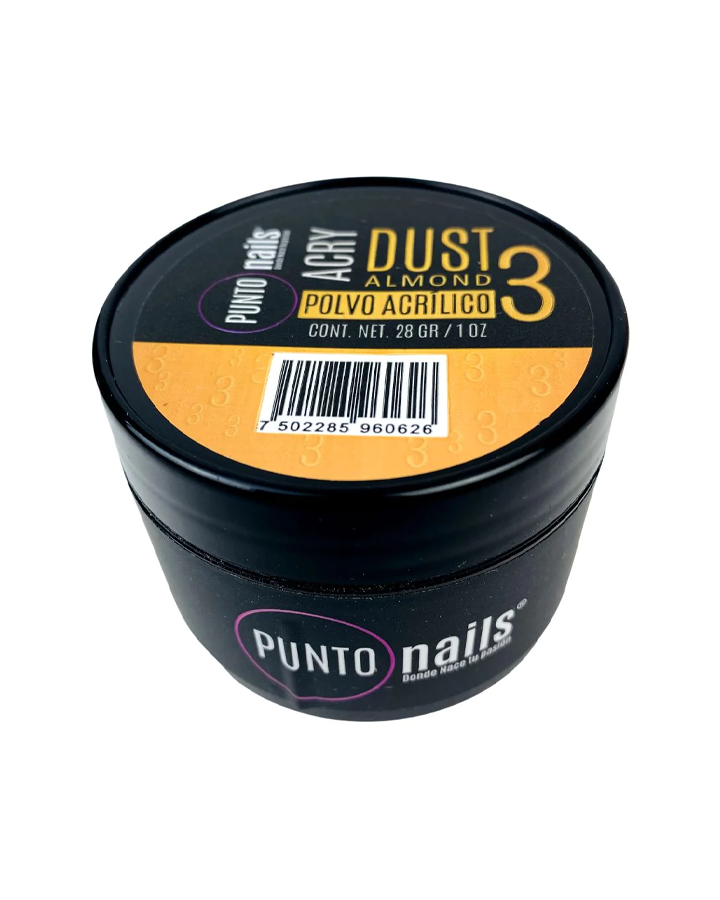 PUNTO NAILS DUST POLVO ACRILICO ALMOND MAKE UP #3 1 OZ.