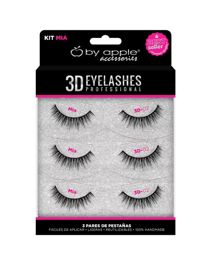 BY APPLE 3D EYELASHES KIT 3 PARES #2 MIA 64949