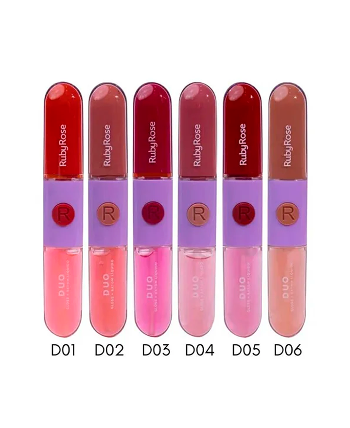 RUBY ROSE LIP GLOSS DUO MATE BRILLO HB-F568/GRUPO 1 BLISTER CON 36 PIEZAS