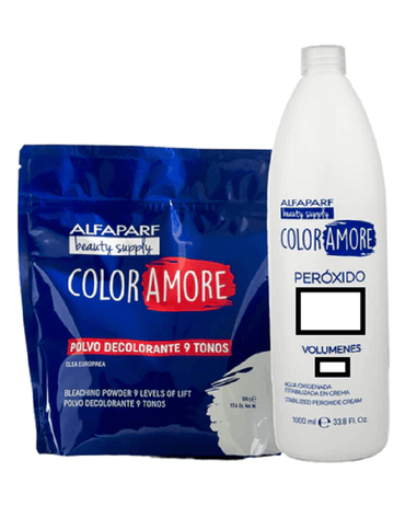 ALFA PARF COLOR AMORE DECOLORANTE 9 NIVELES 500 GRS.+PEROXIDO DE LITRO