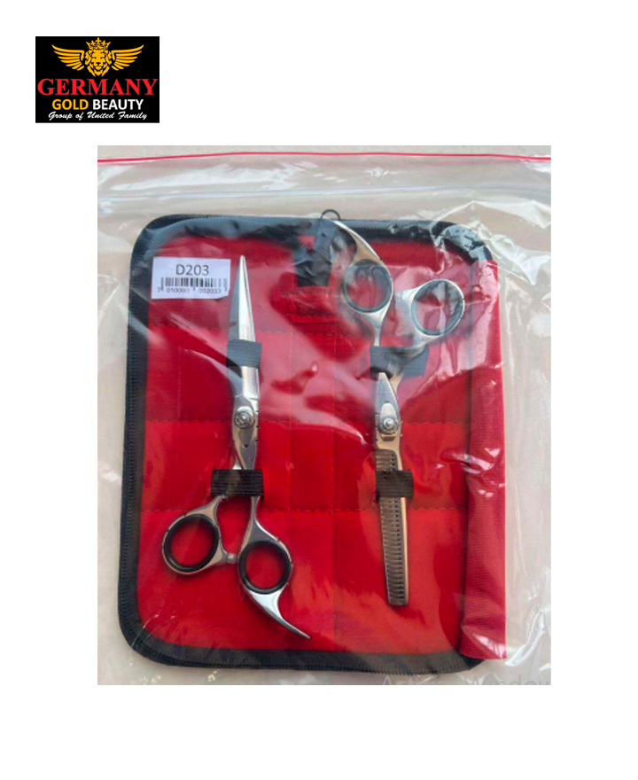 GERMANY KIT DE 2 TIJERAS LINEAL/ENTRESACAR ROSE GOLD D-203