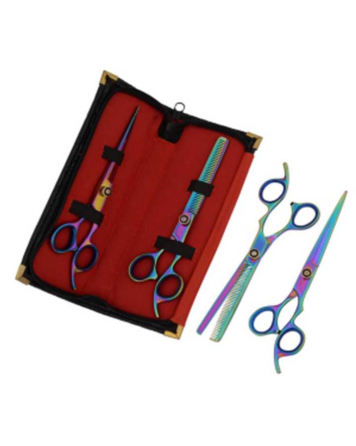 MS KIT 2 PZAS. TIJERA/ LINEAL ENTRESACAR 7.5 PULGADAS BLACK AND GOLDEN
