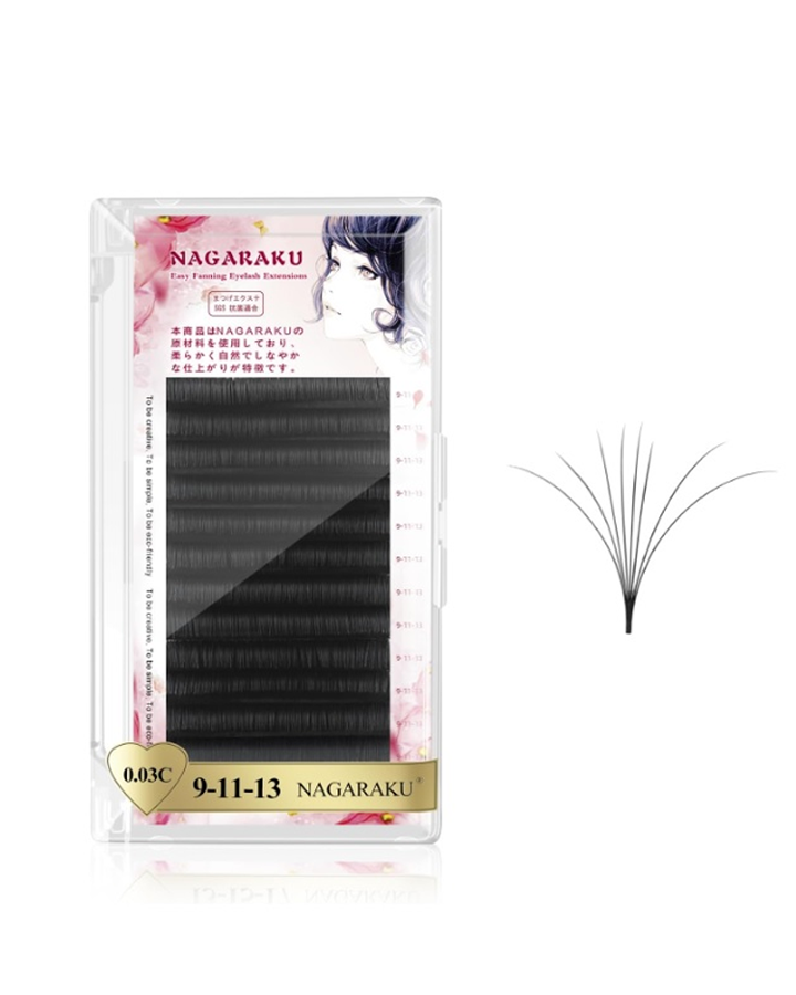 NAGARAKU PESTAÑAS BLOOM / AUTO FAN CURVA C 0.3 MIX 9-11-13 MM.