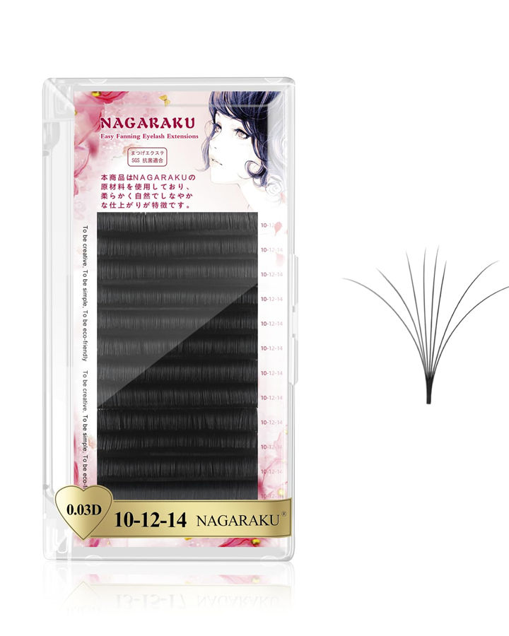 NAGARAKU PESTAÑAS BLOOM / AUTO FAN CURVA D 0.3 MIX 10-12-14 MM.