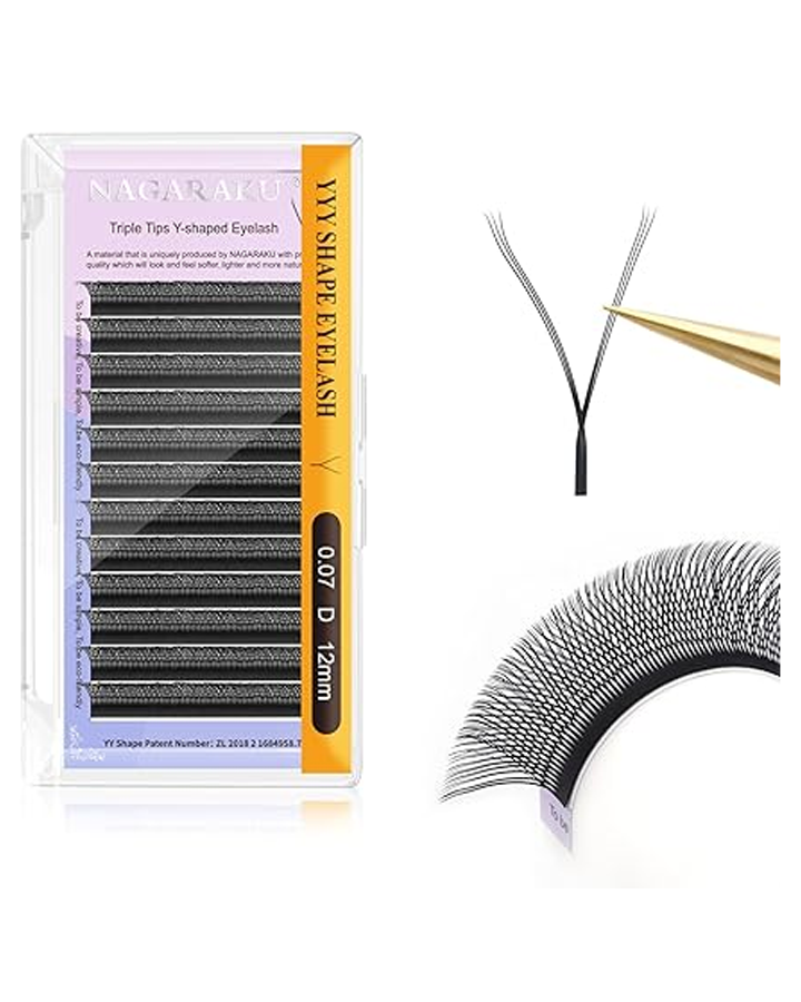 NAGARAKU PESTAÑAS MINK 0.07 D FORMA DOBLE Y 12MM.INTERLACED