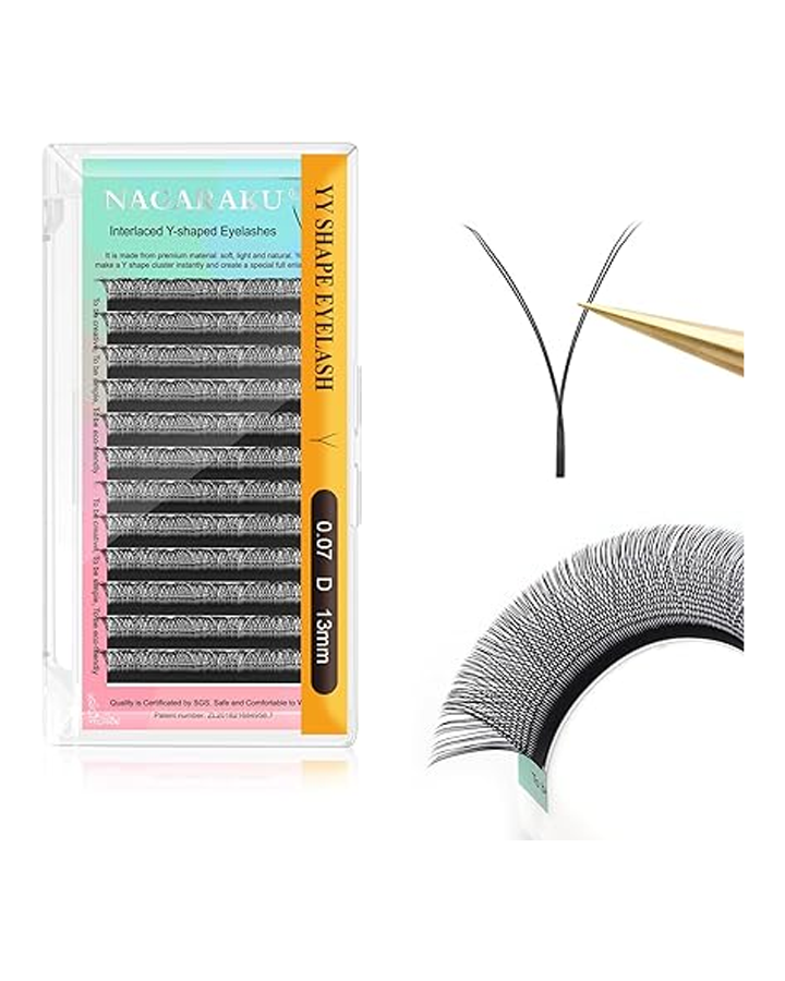 NAGARAKU PESTAÑAS MINK 0.07 D FORMA DOBLE Y 13MM.INTERLACED