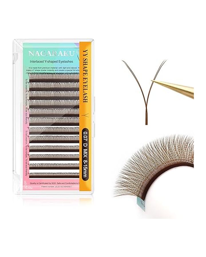 NAGARAKU PESTAÑAS MINK 0.07 D FORMA DOBLE Y MIX 8-15 MM INTERLACED