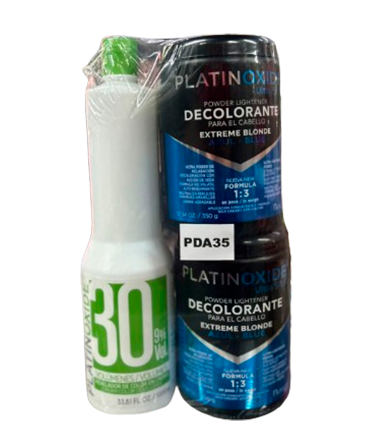 PLATINOXIDE KIT 2 DECOLORANTES AZUL 350 G.+1 PEROX 30 VOL. LT. PDA35
