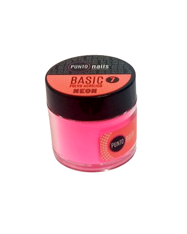 PUNTO NAILS POLVO BASIC TONO 7 ROSA NEON 1 OZ.