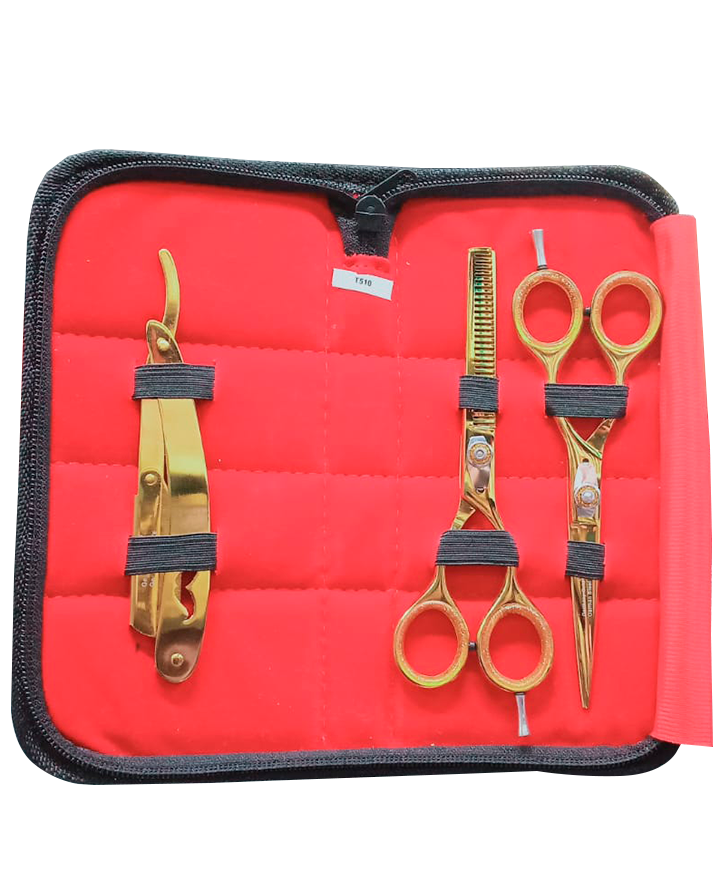 GERMANY KIT TIJERA C/3 PZS CORTE/TIJERA TEXTURIZAR/PORTANAVAJ GOLDEN T-510