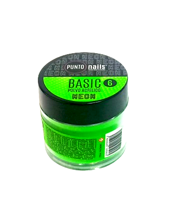 PUNTO NAILS POLVO BASIC TONO 6 VERDE NEON 1 OZ.