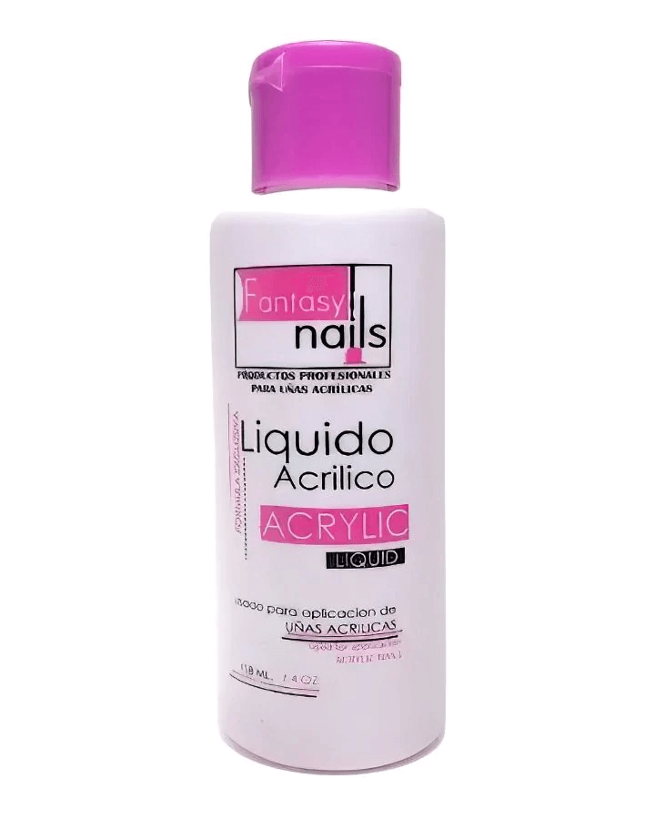 FANTASY NAILS LIQUIDO ACRILICO 4 OZ. SECADO RAPIDO TAPA ROSA