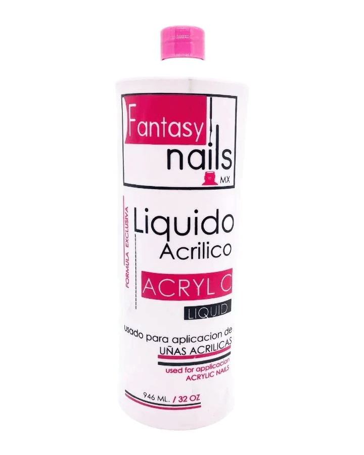 FANTASY NAILS LIQUIDO ACRILICO 32 OZ. SECADO RAPIDO TAPA ROSA