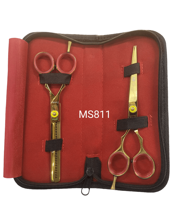 MS TIJERAS PARA ZURDOS KIT 2 LINEAL/ENTRESACAR 6 PULGADAS GOLD 811