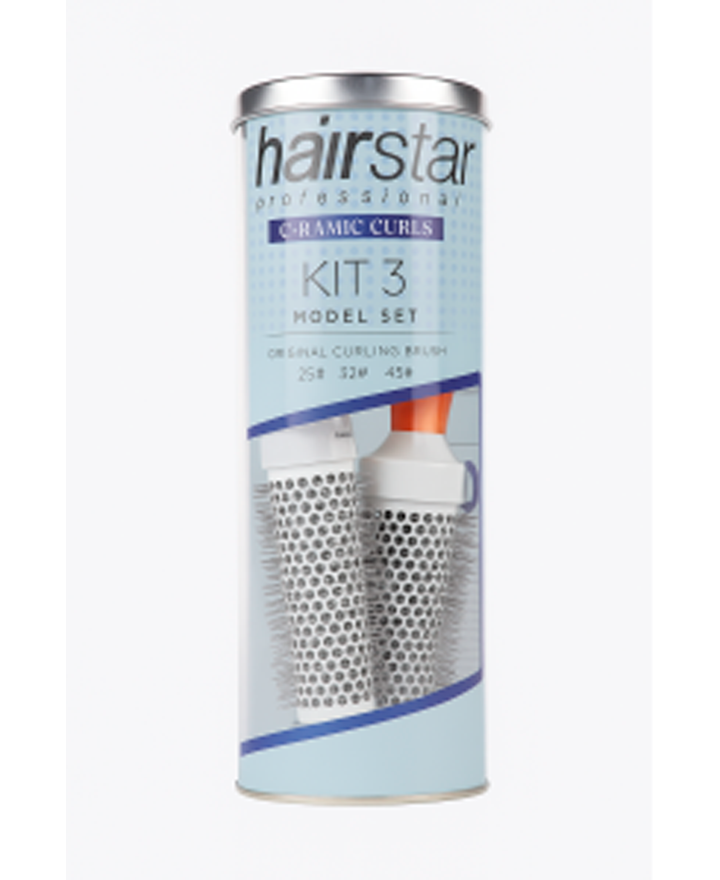 HAIR STAR KIT 3 CEPILLOS TERMICO 25# 32# 45# EN BOTE