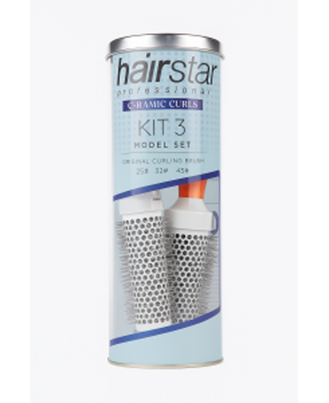 HAIR STAR KIT 3 CEPILLOS TERMICO 25# 32# 45# EN BOTE