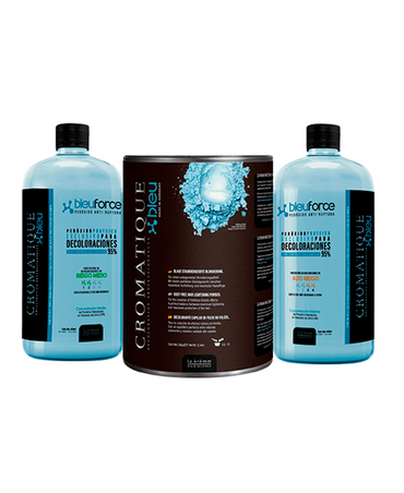 CROMATIQUE DECOLORANTE BLUE 350 GRS. + 2 PEROXIDOS ANTI-RUPTURA 450 ML. C/U