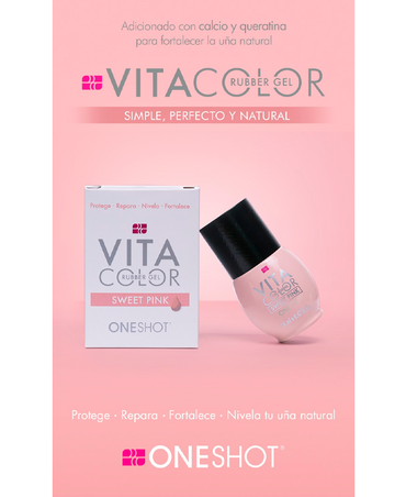 NAIL FACTORY VITA COLOR ONE SHOT 14 ML. RUBBER SWEET PINK