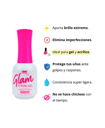 FANTASY NAILS GLAM STRONG-GEL FINALIZADOR BLINDAJE EXTREMO 15 ML. - El Palacio De La Belleza