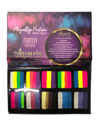 BELLET AQUACOLOR PALETA MINI NEON MULTICOLOR 10 TONOS