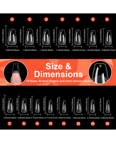 SOFT GEL TIPS MEDIUM COFFIN 600 PIEZAS TH-002-2