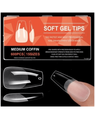 SOFT GEL TIPS MEDIUM COFFIN 600 PIEZAS TH-002-2