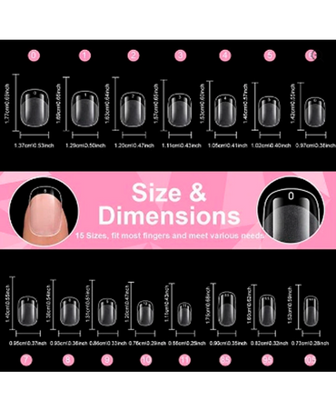 SOFT GEL TIPS SHORT SQUARE ROUND 600 PIEZAS YU-006-2