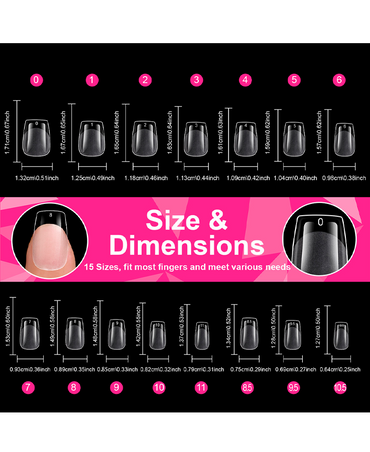SOFT GEL TIPS EXTRA SHORT COFFIN 600 PIEZAS YU-008-2