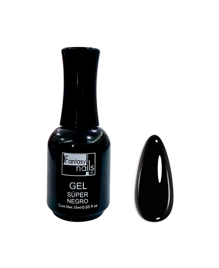 FANTASY NAILS GEL POLISH 02 SUPER NEGRO 15 ML. - El Palacio De La Belleza