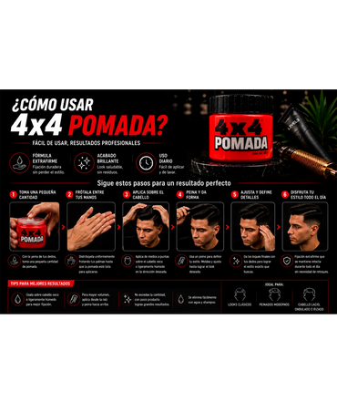 4X4 PROFESIONAL POMADA PARA EL CABELLO 100 GRS. ROJA O AZUL