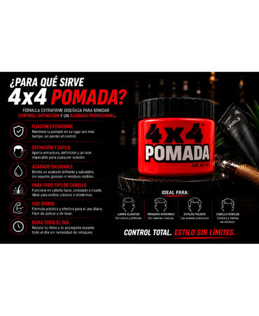 4X4 PROFESIONAL POMADA PARA EL CABELLO 100 GRS. ROJA O AZUL