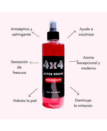 4X4 AFTER SHAVE KING ROJO METALICO 400 ML.