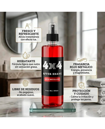 4X4 AFTER SHAVE KING ROJO METALICO 400 ML.