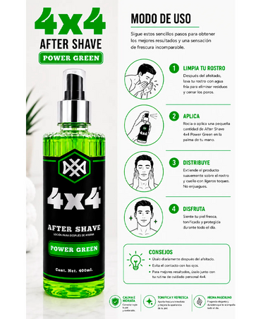 4X4 AFTER SHAVE POWER GREEN 400 ML.
