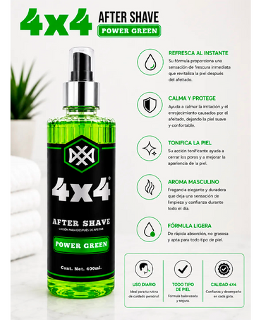 4X4 AFTER SHAVE POWER GREEN 400 ML.