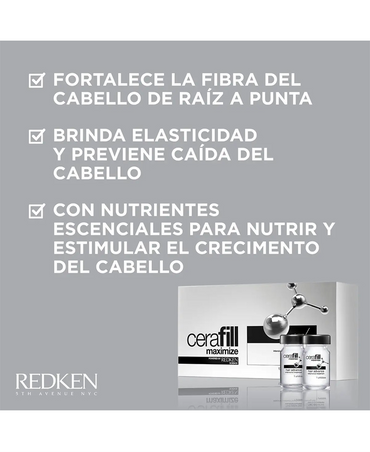REDKEN CERAFILL MAXIMIZE HAIR ADVANCE CAJA C/10 AMP. 6 ML. C/U - El Palacio De La Belleza