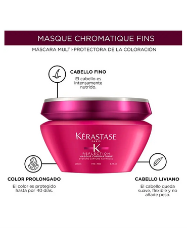 KERASTASE REFLECTION MASQUE CHROMATIQUE COLOR CABELLO FINO  200 ML.