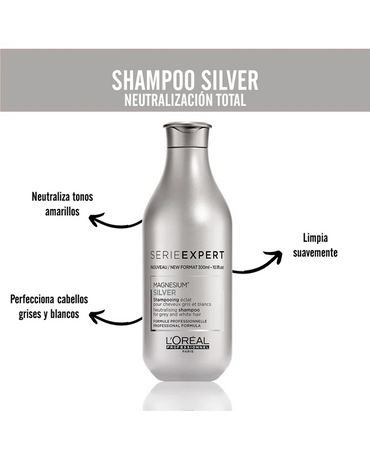 LP LOREAL SERIE EXPERT SILVER GLOSS SHAMPOO 300 ML - El Palacio De La Belleza