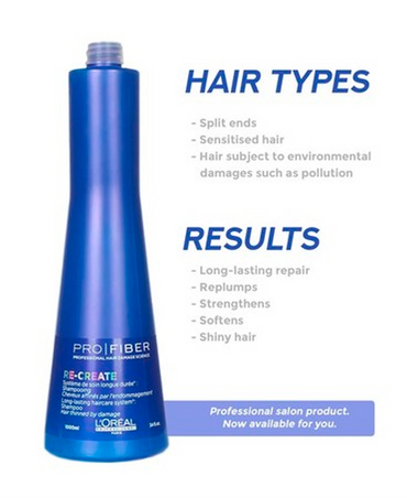 LP LOREAL PROFIBER RE-CREATE SHAMPOO 1000 ML.