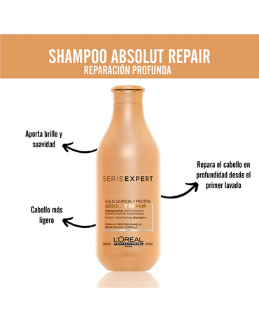 LP LOREAL SERIE EXPERT ABSOLUT REPAIR GOLD SHAMPOO 500 ML. - El Palacio De La Belleza