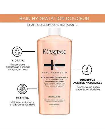 KERASTASE CURL MANIFESTO BAIN HYDRATATION DOUCEUR SHAMPOO LITRO
