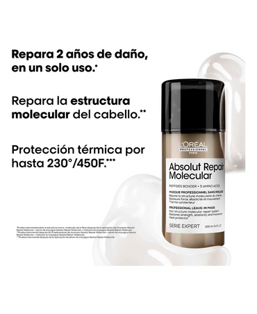 LP LOREAL SERIE EXPERT ABSOLUT REPAIR MOLECULAR LEAVE-IN MASK 100 ML. 2025 - El Palacio De La Belleza